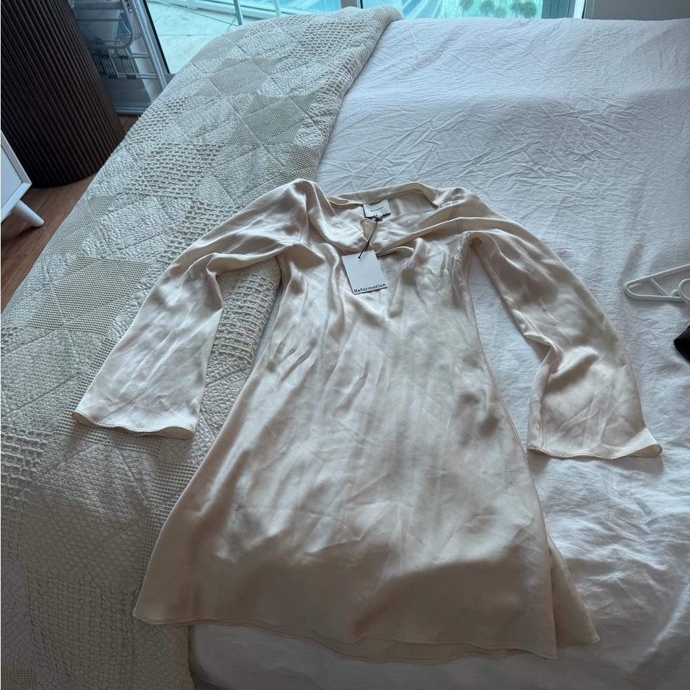 Reformation Almond Pike Satin Dress - Picture 1 of 5